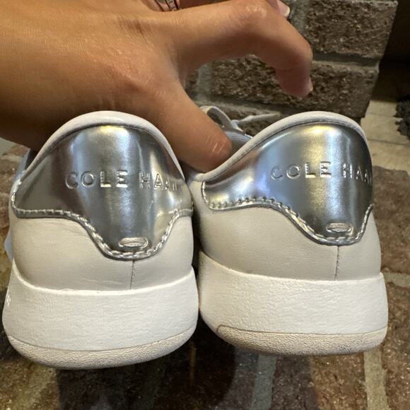 Cole Haan Women's GrandPro Light Gray Silver Leather Sneakers 6.5B - Picture 4 of 16